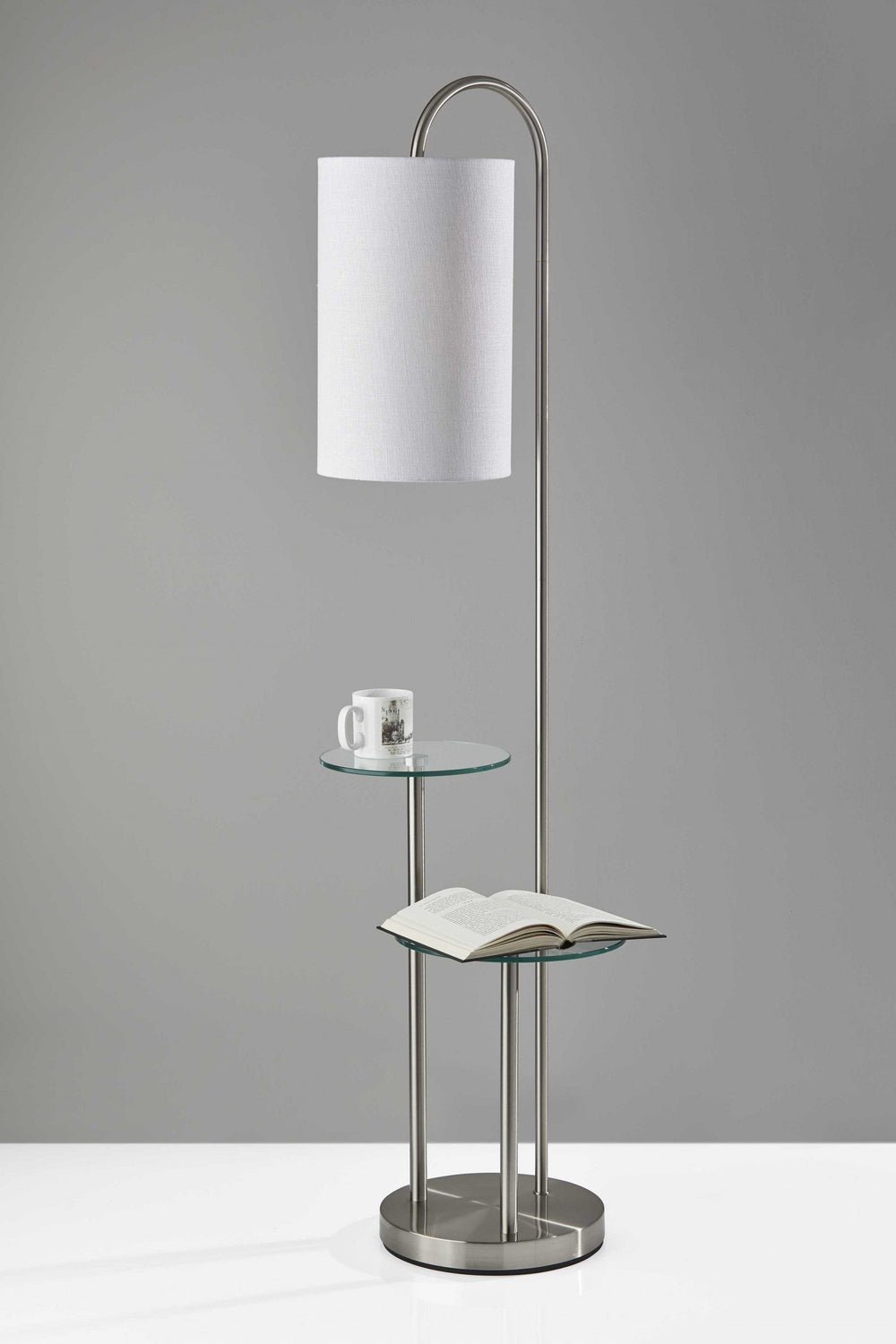 66" Tray Table Floor Lamp With White Drum Shade - Homeroots - Flyclothing LLC