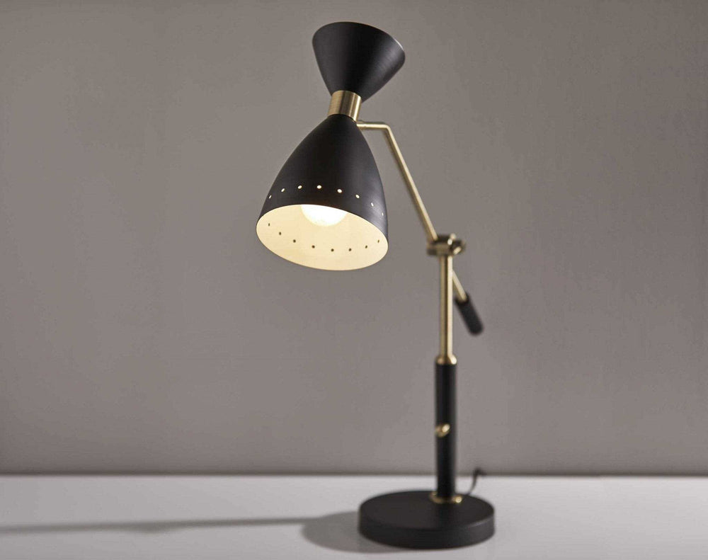 Brass Cinch Black Metal Adjustable Desk Lamp - Homeroots - Flyclothing LLC