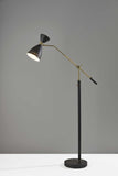 66" Black Adjustable Task Floor Lamp With Black Metal Cone Shade - Homeroots