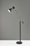 66" Black Adjustable Task Floor Lamp With Black Metal Cone Shade - Homeroots