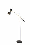 66" Black Adjustable Task Floor Lamp With Black Metal Cone Shade - Homeroots