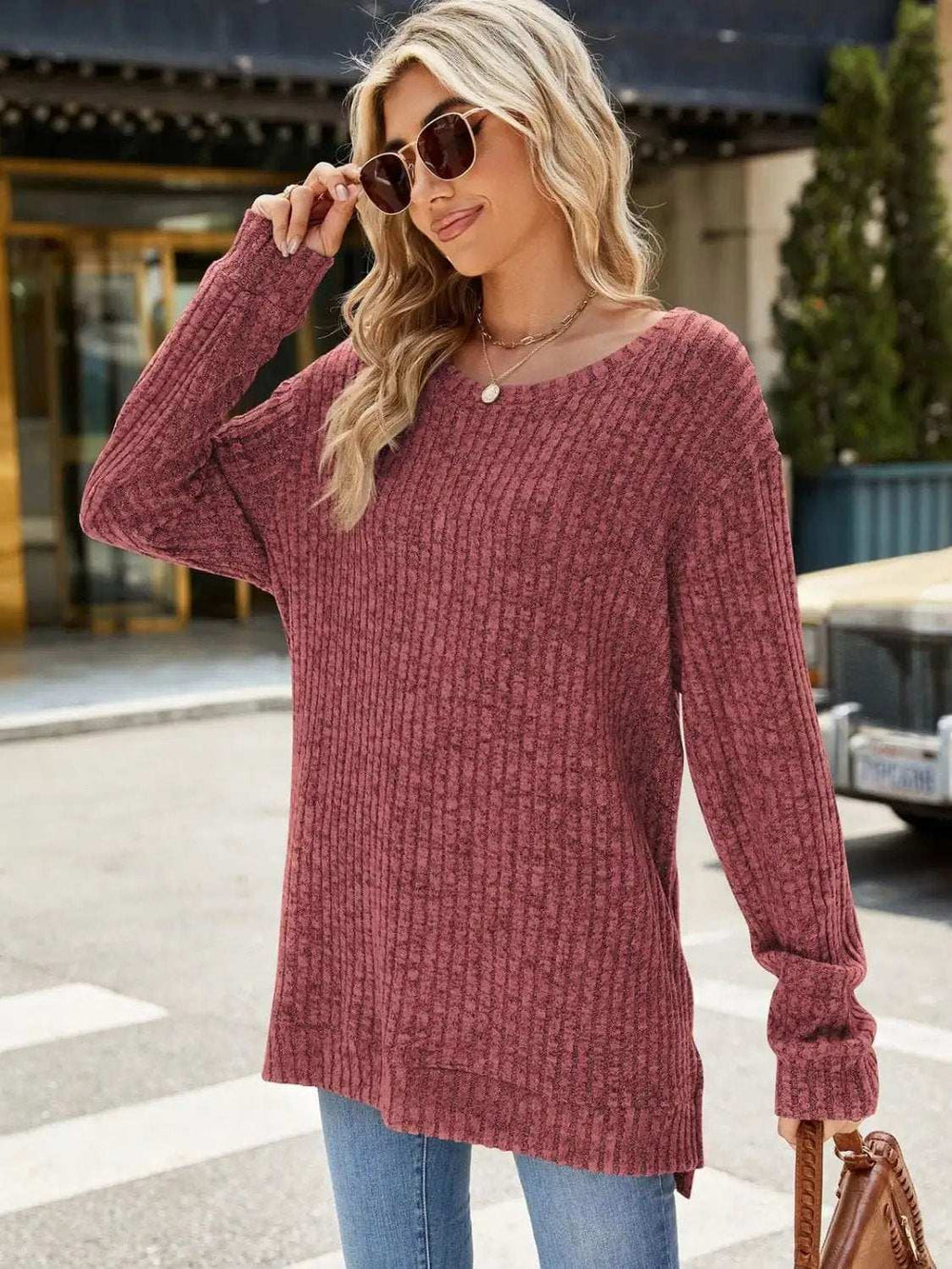 Round Neck Long Sleeve T-Shirt - Trendsi - Flyclothing LLC