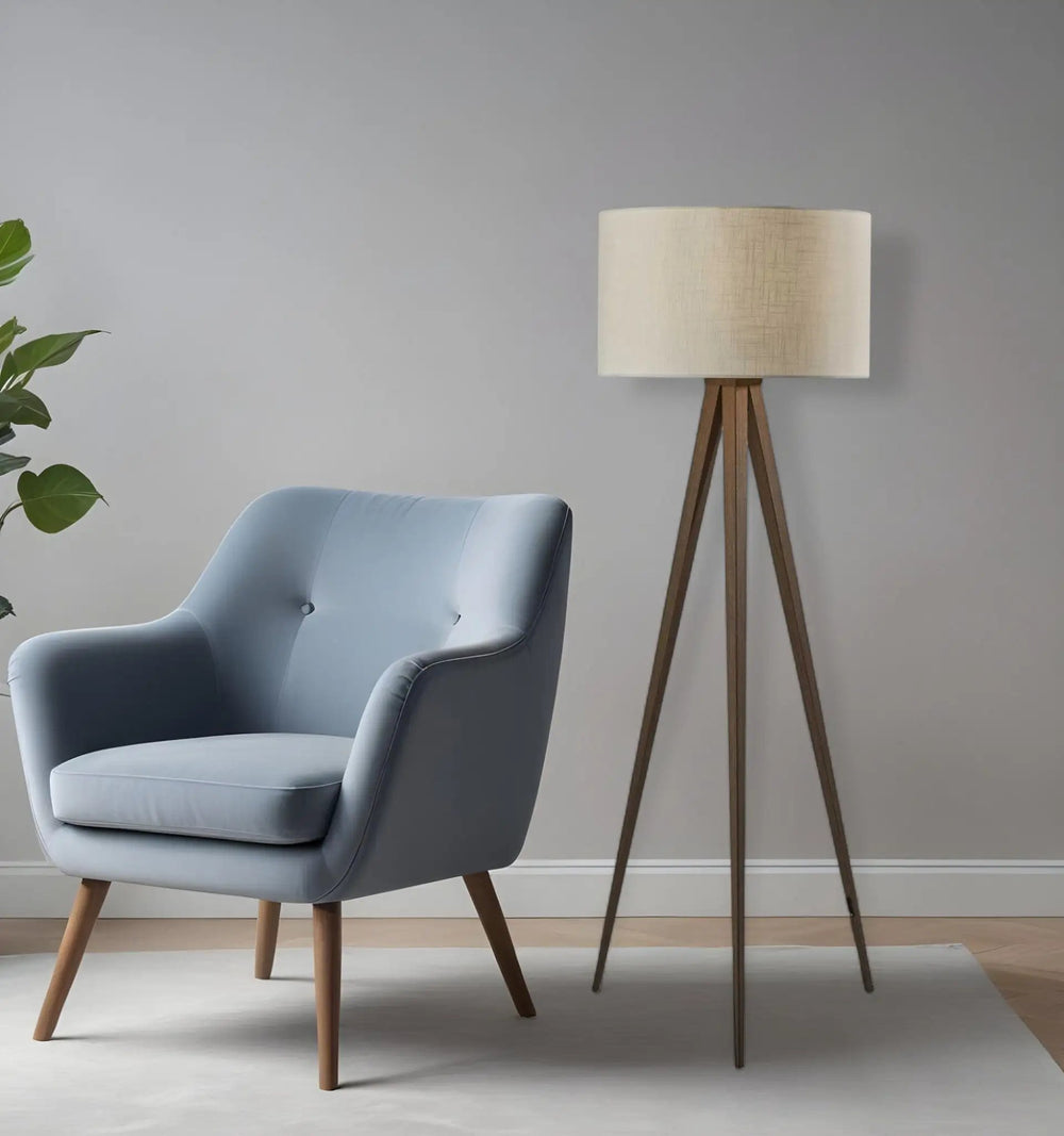 60" Tripod Floor Lamp With White Drum Shade - Homeroots - Flyclothing LLC