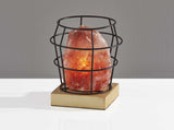 8" Himalayan Salt Accent Lamp With Black Cage Shade - Homeroots