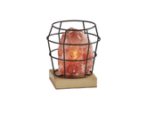 8" Himalayan Salt Accent Lamp With Black Cage Shade - Homeroots