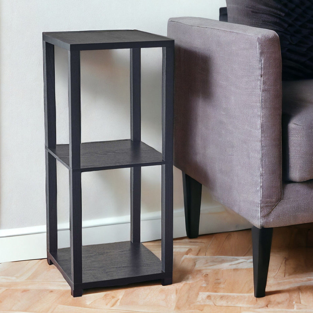 28" Black Square End Table With Two Shelves - Homeroots