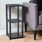 28" Black Square End Table With Two Shelves - Homeroots