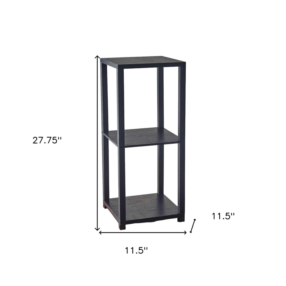 28" Black Square End Table With Two Shelves - Homeroots