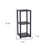 28" Black Square End Table With Two Shelves - Homeroots