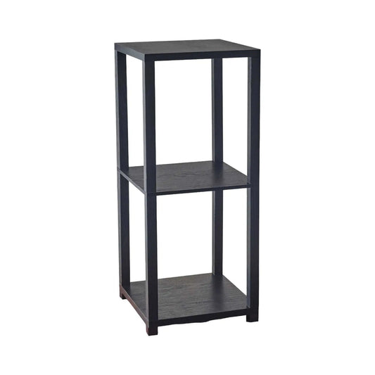 28" Black Square End Table With Two Shelves - Homeroots
