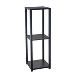 35" Black Solid Wood Square End Table With Two Shelves - Homeroots