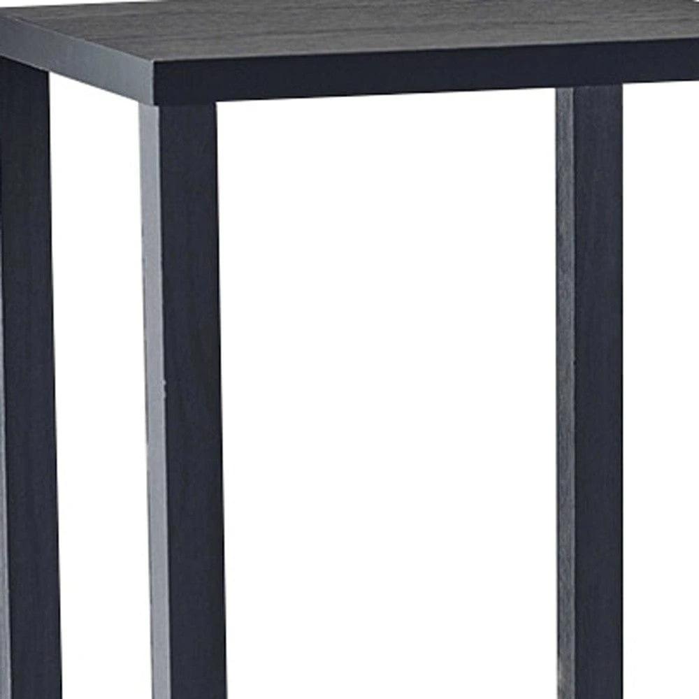 35" Black Solid Wood Square End Table With Two Shelves - Homeroots