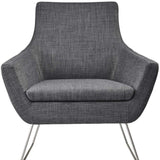 Dark Grey Upholstered Armchair - Homeroots - Flyclothing LLC