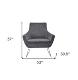 Dark Grey Upholstered Armchair - Homeroots - Flyclothing LLC