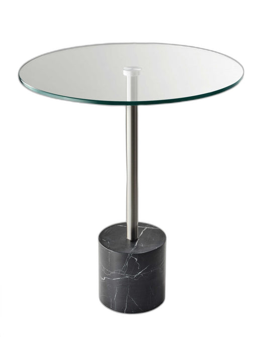 21" Silver And Clear Glass Round End Table - Homeroots