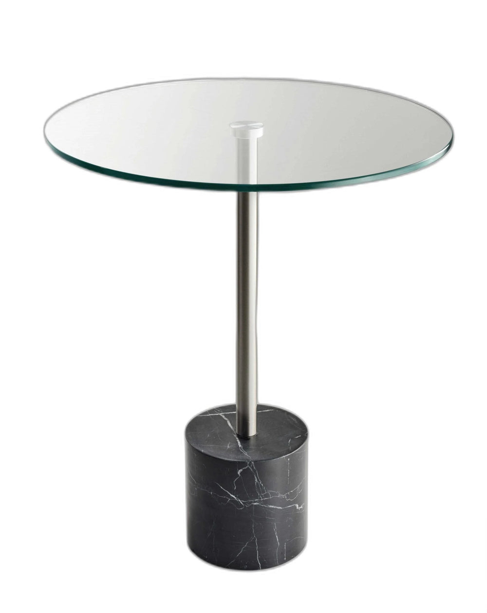21" Silver And Clear Glass Round End Table - Homeroots