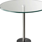 21" Silver And Clear Glass Round End Table - Homeroots