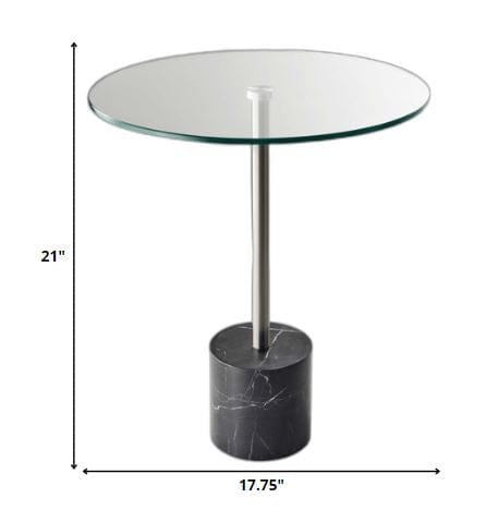 21" Silver And Clear Glass Round End Table - Homeroots