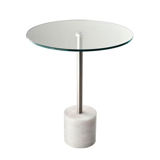 21" Silver And Clear Glass Round End Table - Homeroots