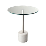 21" Silver And Clear Glass Round End Table - Homeroots