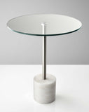 21" Silver And Clear Glass Round End Table - Homeroots
