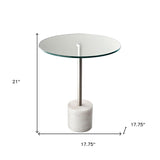 21" Silver And Clear Glass Round End Table - Homeroots