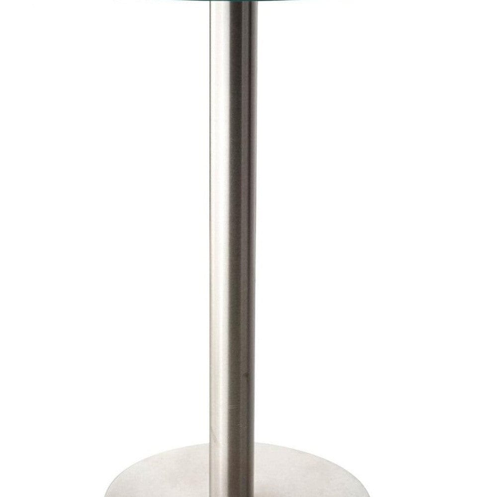 21" Silver And Clear Glass Round End Table - Homeroots