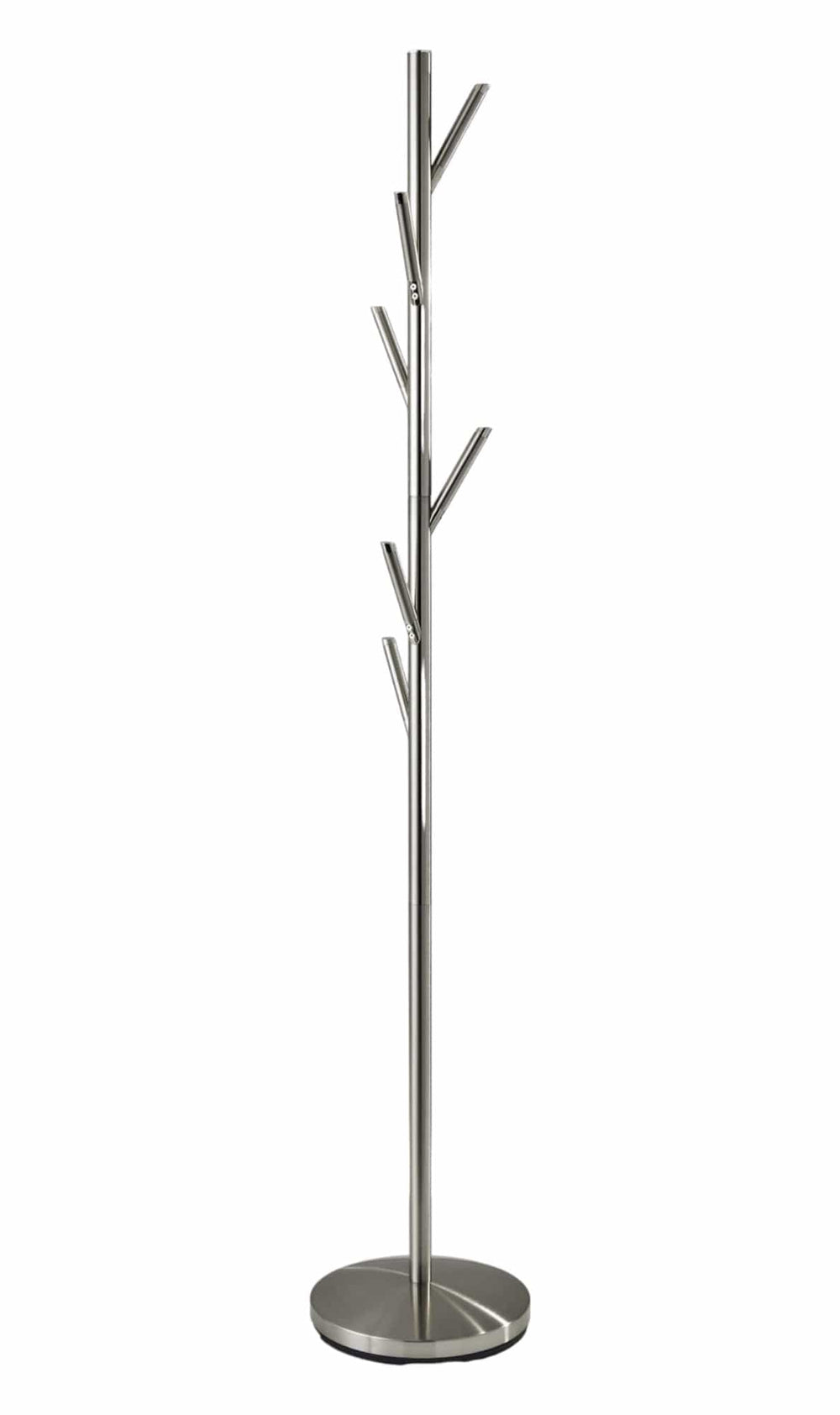 67" Brushed Steel Coat Tree Rack - Homeroots