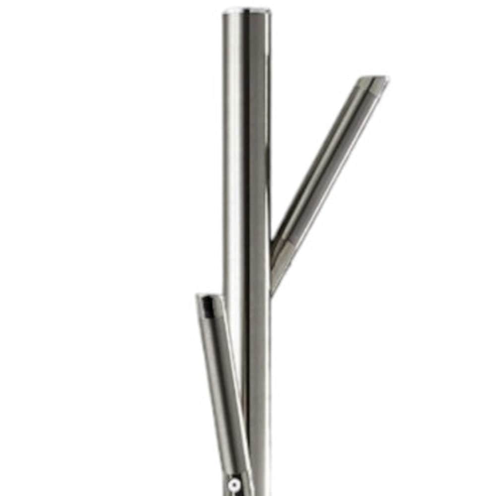 67" Brushed Steel Coat Tree Rack - Homeroots