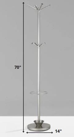 14" X 70" Champagne Powder Coated Steel Umbrella Stand Coat Rack - Homeroots - Flyclothing LLC