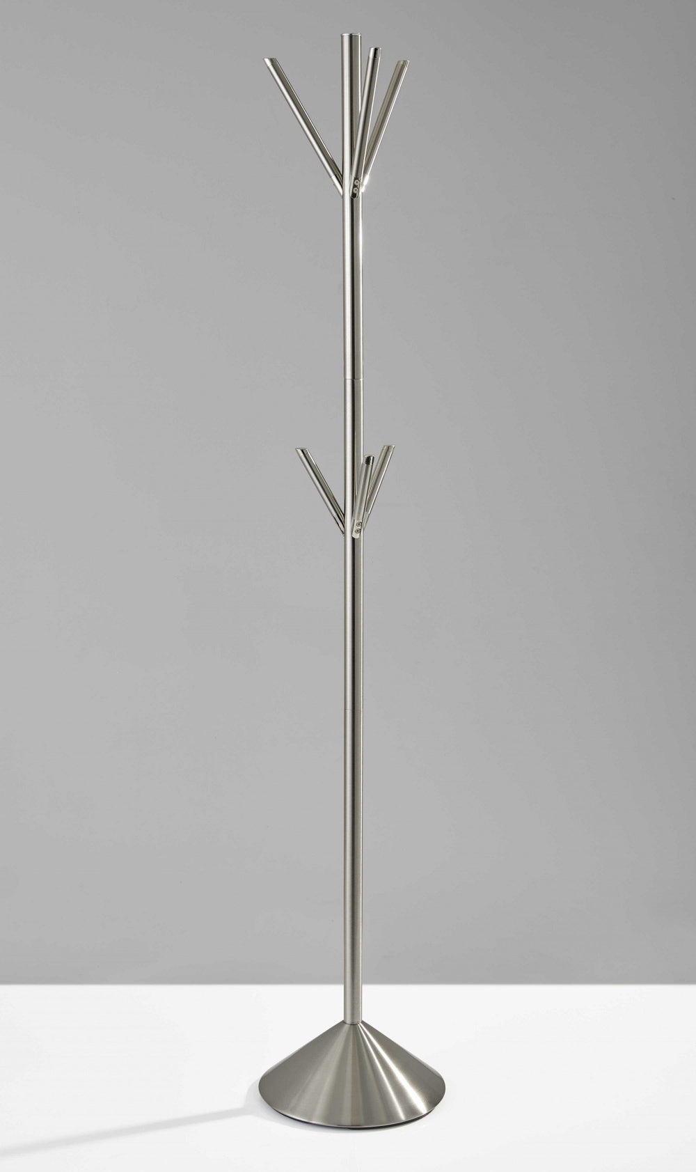 12" X 68" Brushed Steel Brushed Steel Pyramid Coat Rack - Homeroots