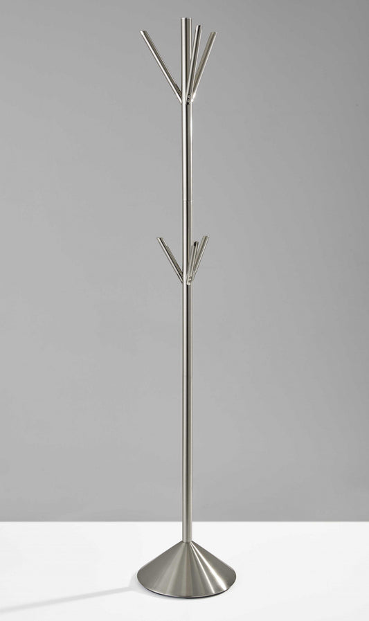 12" X 68" Brushed Steel Brushed Steel Pyramid Coat Rack - Homeroots