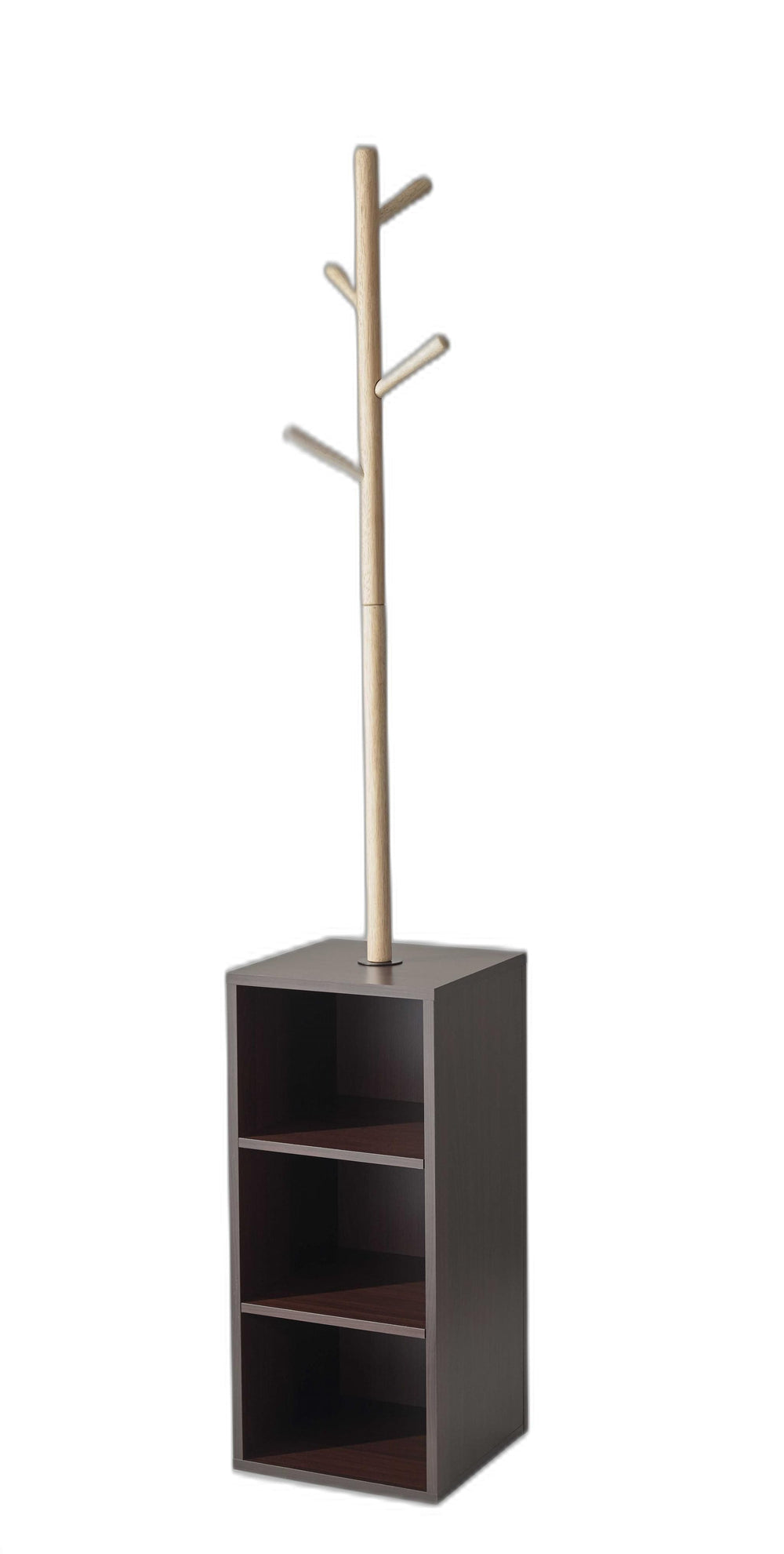 12" X 12" X 69" Walnut Walnut Storage Coat Rack - Homeroots