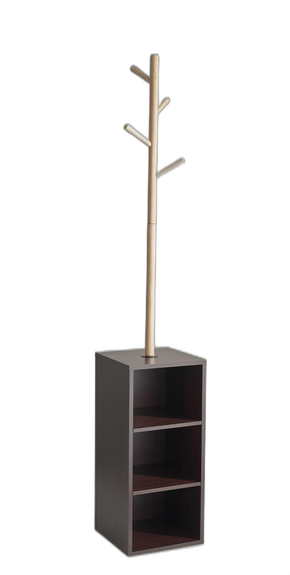 12" X 12" X 69" Walnut Walnut Storage Coat Rack - Homeroots