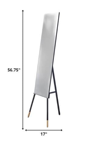 57" Black Rectangle Cheval Standing Metal Framed - Homeroots - Flyclothing LLC