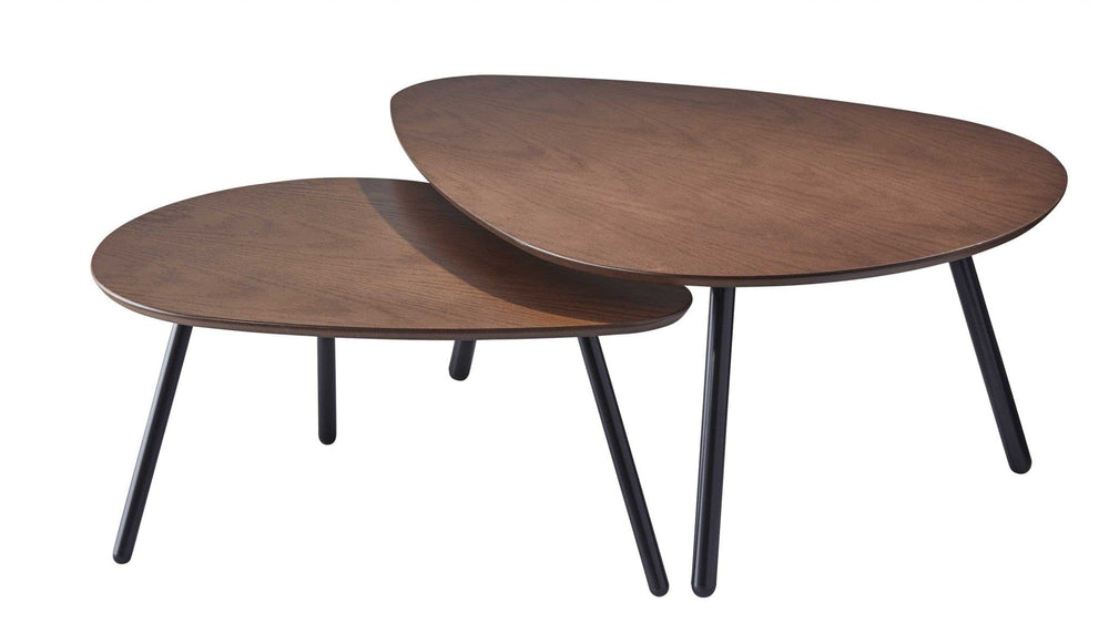 17" Black And Brown Solid Wood Round Nested Tables - Homeroots