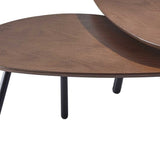 17" Black And Brown Solid Wood Round Nested Tables - Homeroots