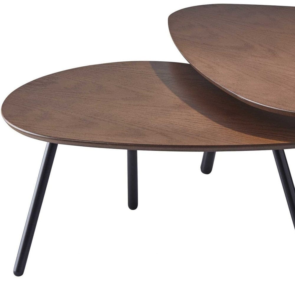 17" Black And Brown Solid Wood Round Nested Tables - Homeroots