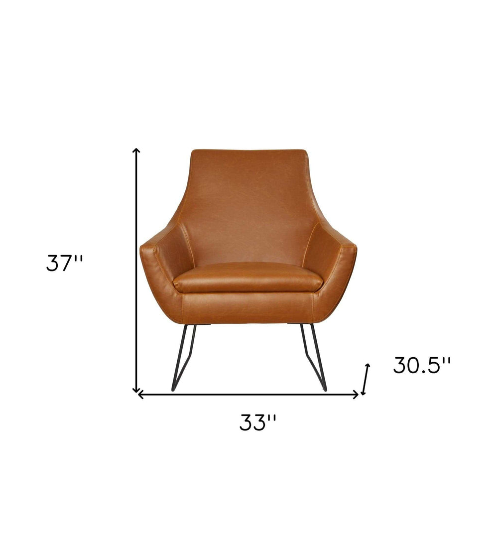 Retro Mod Distressed Camel Faux Leather Arm Chair - Homeroots - Flyclothing LLC