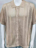 Men's Button Down Collared Neck Hollow Out Shirt - Trendsi - Flyclothing LLC