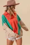 BiBi Colorblock Exposed Seam French Terry Sweatshirt - Trendsi - Flyclothing LLC