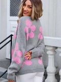 Flower Open Front Long Sleeve Cardigan - Trendsi - Flyclothing LLC