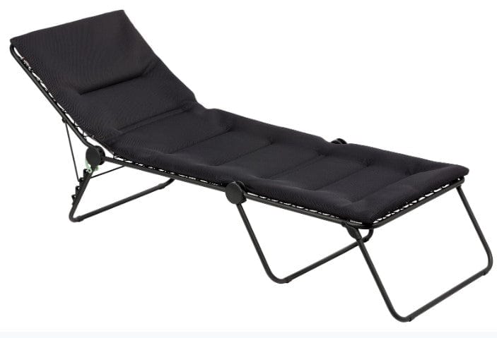 28" Black and Steel Outdoor Chaise Lounge with Black Cushion - Homeroots