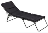 28" Black and Steel Outdoor Chaise Lounge with Black Cushion - Homeroots