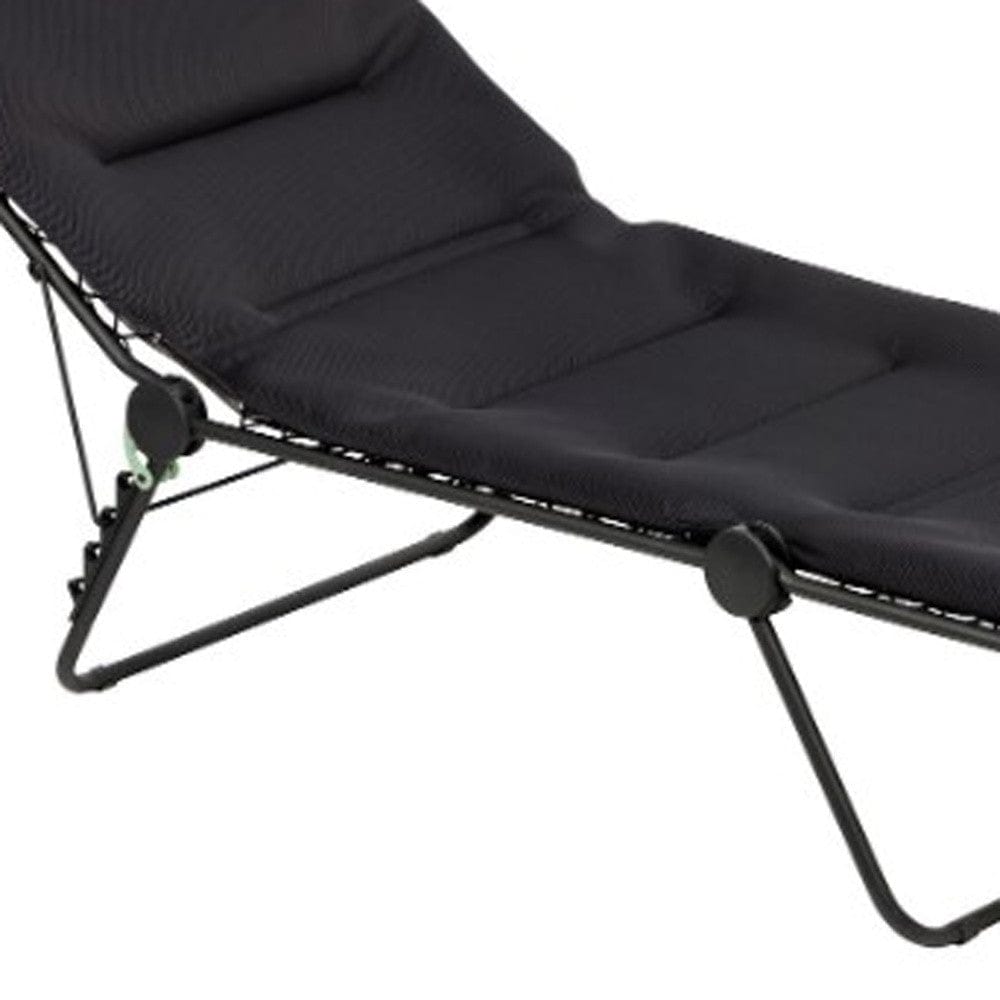 28" Black and Steel Outdoor Chaise Lounge with Black Cushion - Homeroots