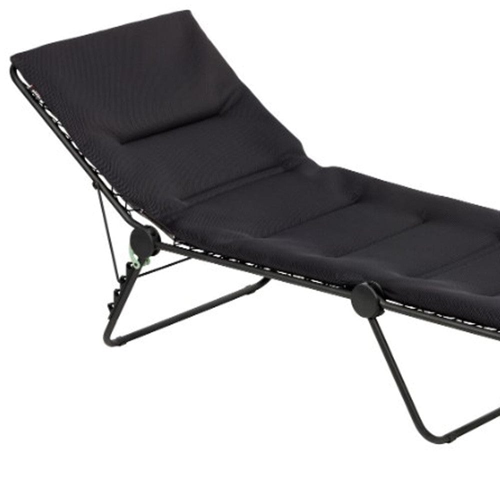 28" Black and Steel Outdoor Chaise Lounge with Black Cushion - Homeroots