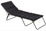 28" Black and Steel Outdoor Chaise Lounge with Black Cushion - Homeroots