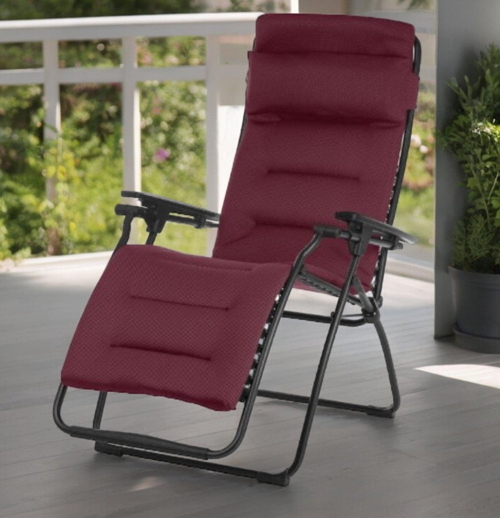 28" Red Steel Outdoor Zero Gravity Chair with Red Cushion - Homeroots - Flyclothing LLC