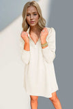 Double Take Textured Quarter Zip Long Sleeve Dress - Trendsi - Flyclothing LLC