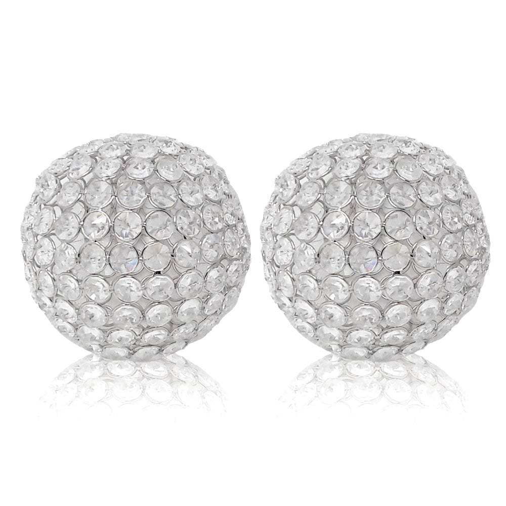 Set of Two Clear Faux Crystal and Silver Decorative Orb Tabletop Sculptures - Homeroots - Flyclothing LLC